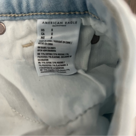 American eagle hi-rise shortie distressed jean denim shorts size 0 - Picture 4 of 5